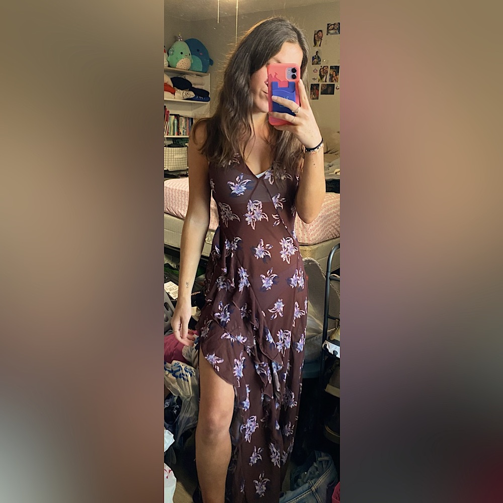 NWOT Free People Intimates Brown Floral Slip